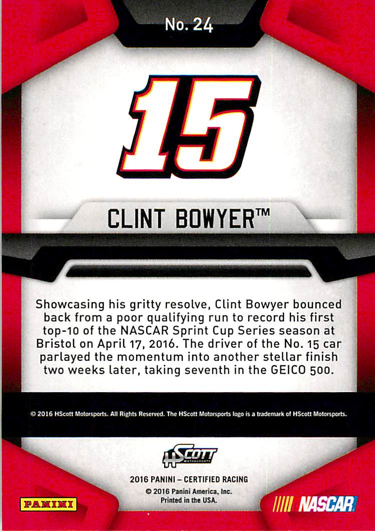 2016 Certified #24 Clint Bowyer back image