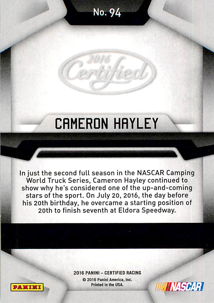 2016 Certified #94 Cameron Hayley back image
