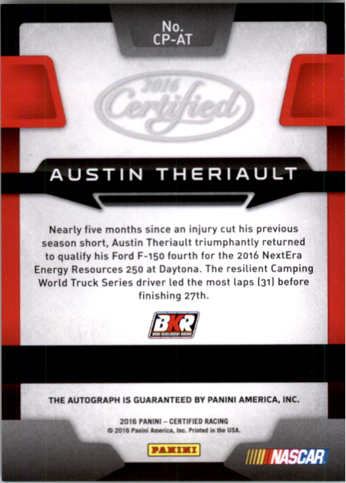 2016 Certified Potential Signatures #3 Austin Theriault/200 back image