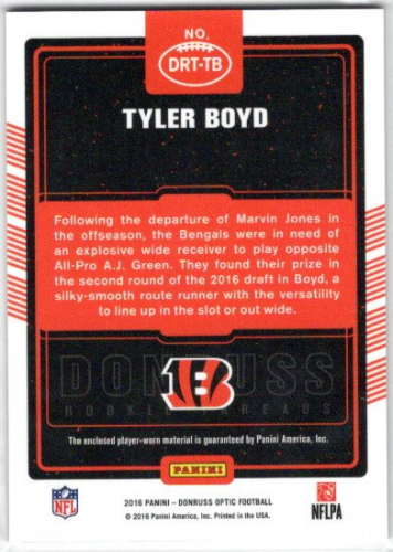 2016 Donruss Optic Rookie Threads Blue and Green #37 Tyler Boyd