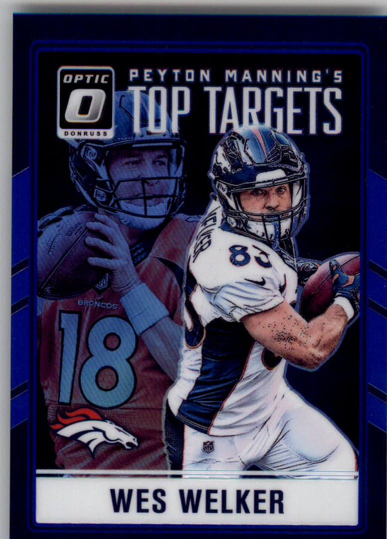 2016 Donruss Optic Peyton Manning Top Targets Blue #8 Wes Welker/Peyton Manning