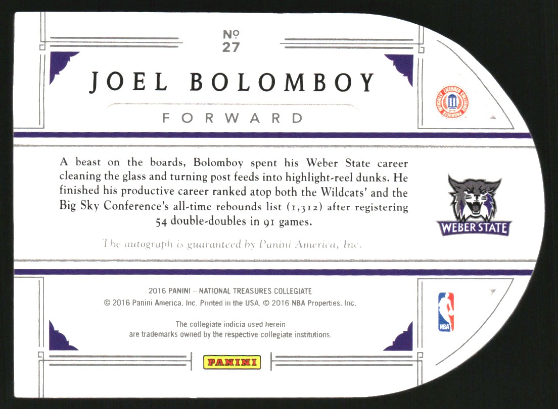 2016 Panini National Treasures Collegiate Die Cut Signatures #27 Joel Bolomboy