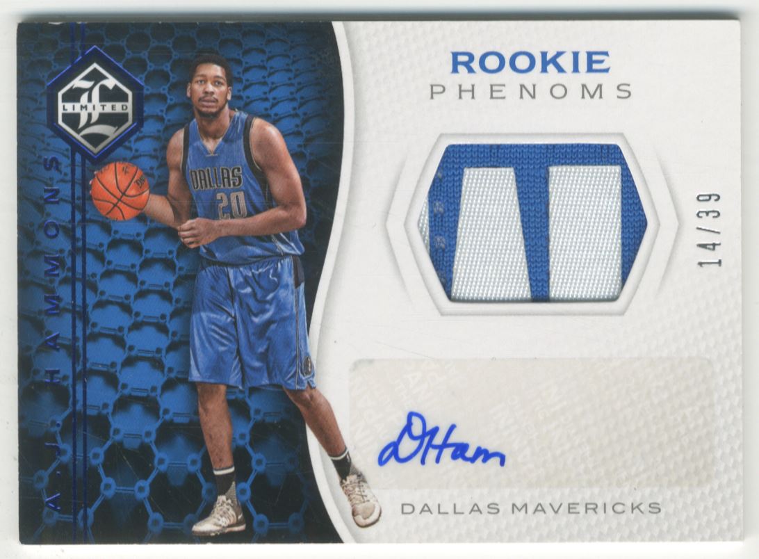 2016-17 Limited Rookie Phenoms Jersey Autographs Prime #10 A.J. Hammons/39
