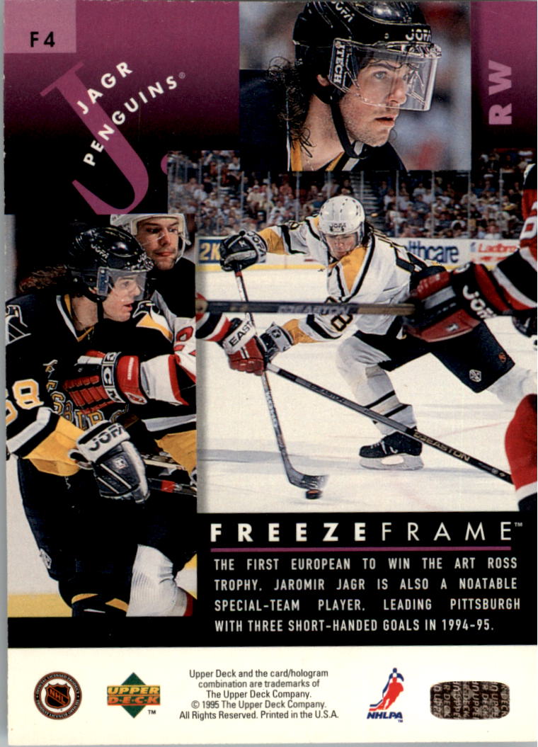 1995-96 Upper Deck Freeze Frame #F4 Jaromir Jagr back image