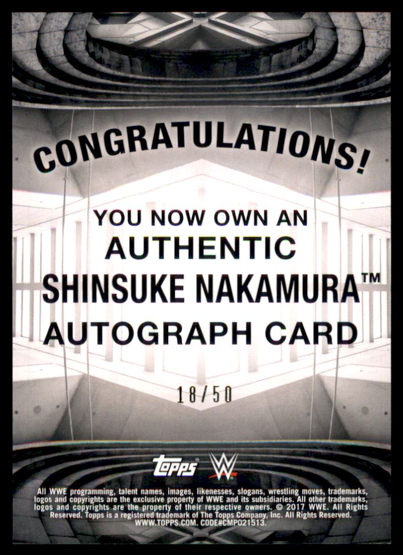 2017 Topps WWE Road to WrestleMania Autographs Blue #NNO Shinsuke Nakamura back image