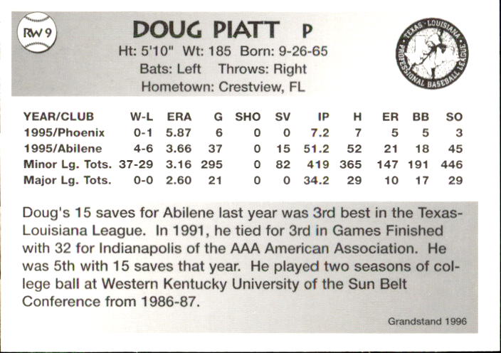 1996 Rio Grande Valley WhiteWings Grandstand 9 Doug Piatt NM