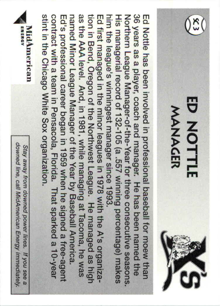 1996 Sioux City Explorers #3 Ed Nottle MG back image