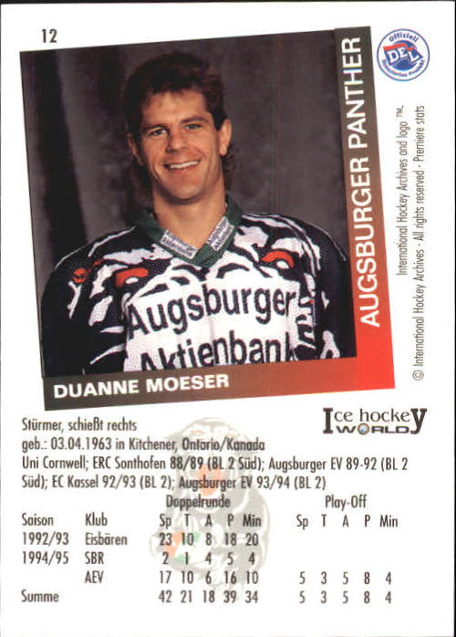 1995-96 German DEL #12 D. Moeser back image