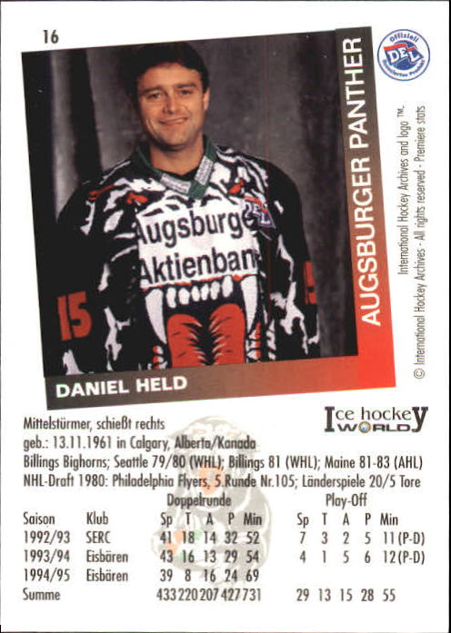 1995-96 German DEL #16 D. Held back image