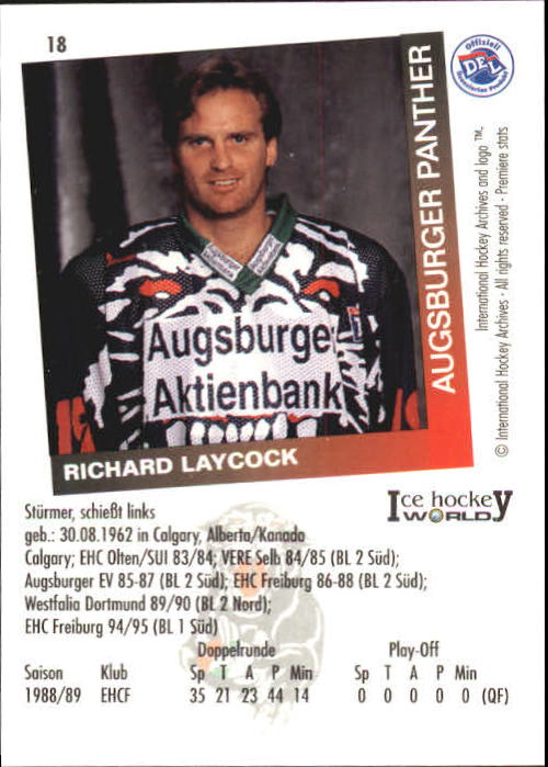 1995-96 German DEL #18 Rick Laycock back image