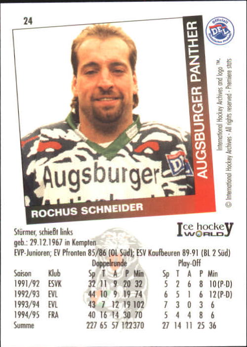 1995-96 German DEL #24 R. Schneider back image