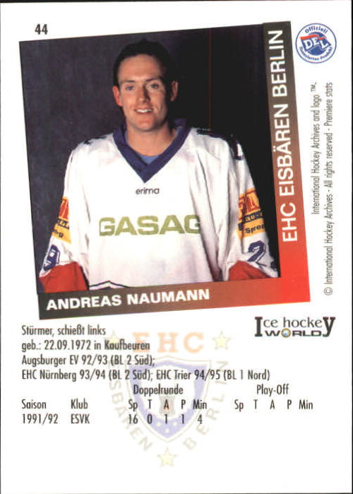 1995-96 German DEL #44 Andreas Naumann back image