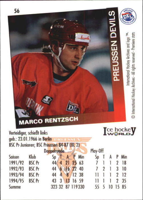 1995-96 German DEL #56 M. Rentzsch back image