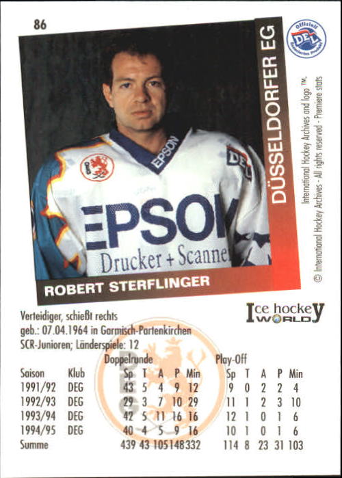 1995-96 German DEL #86 R. Sterflinger back image