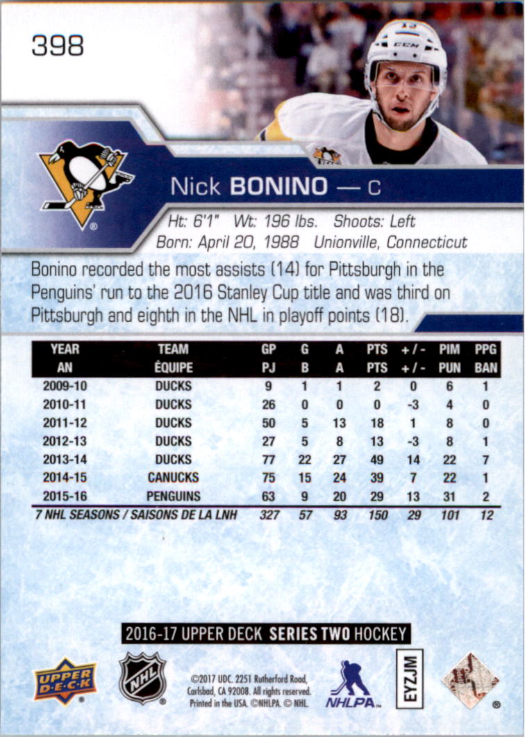 2016-17 Upper Deck Hockey Card Pick (Base) 265-515