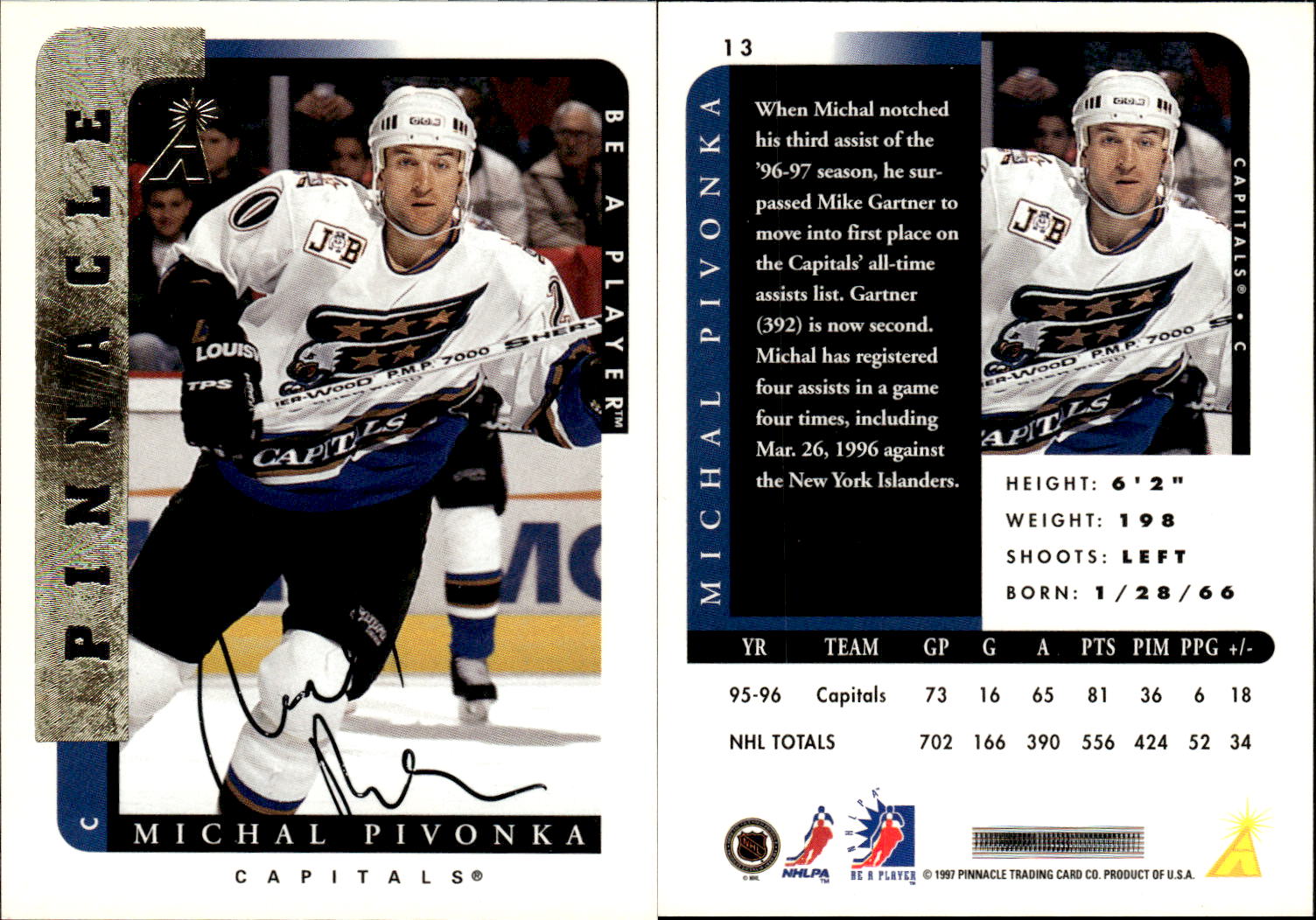 1996-97 Be A Player Autographs #13 Michal Pivonka