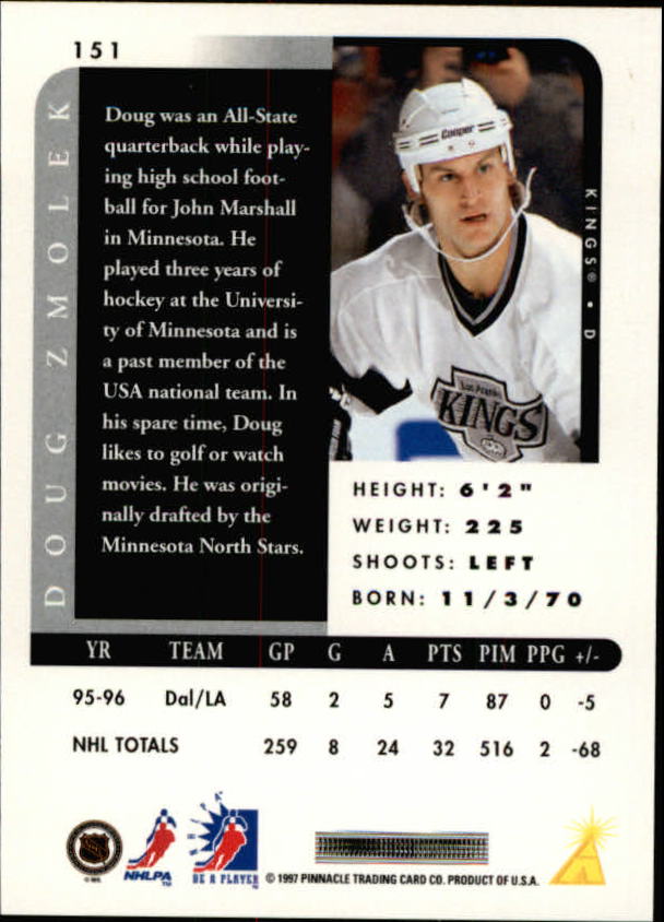 1996-97 Be A Player Autographs #151 Doug Zmolek back image