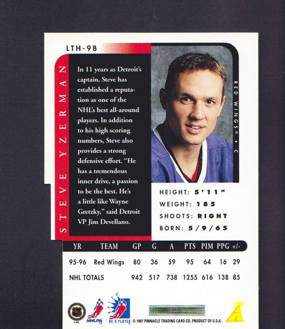 1996-97 Be A Player Link to History #9B Steve Yzerman back image