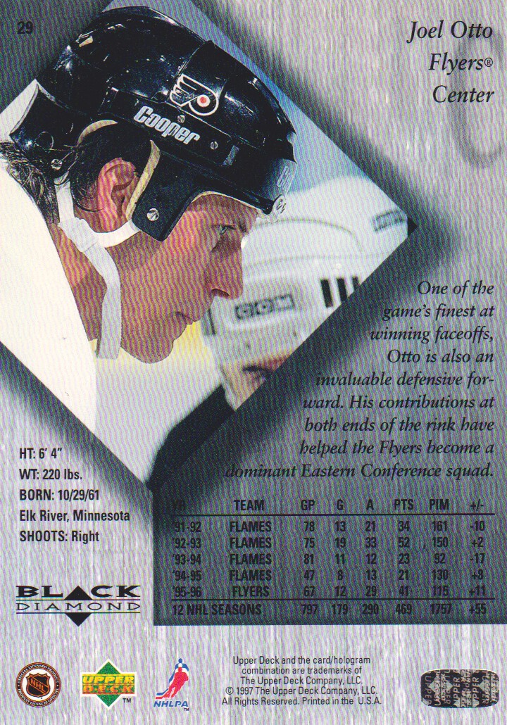 1996-97 Black Diamond #29 Joel Otto back image