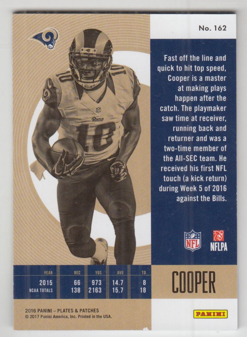2016 Panini Plates and Patches Blue #162 Pharoh Cooper back image