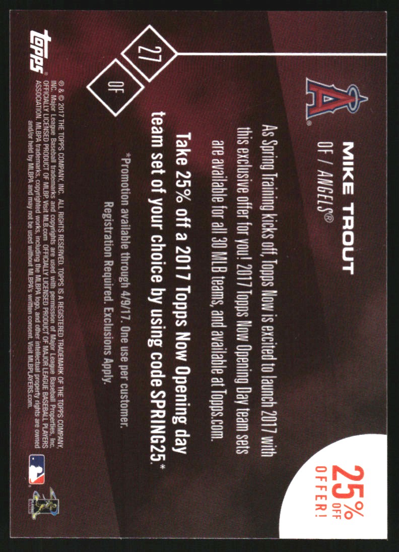2017 Topps Now Mike Trout Promo Coupon #NNO Mike Trout