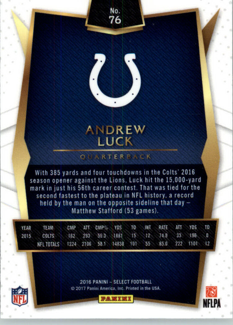 2016 Select #76 Andrew Luck back image
