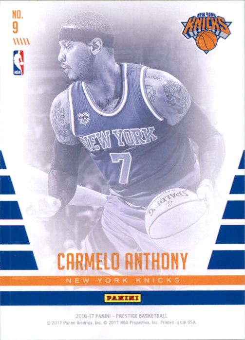 2016-17 Prestige Franchise Favorites Horizon #9 Carmelo Anthony back image