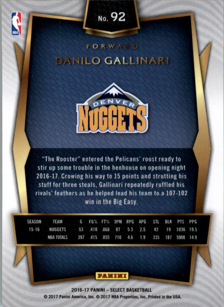 2016-17 Select Basketball Card Pick (Base) - Picture 168 of 333