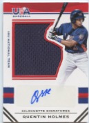 2017 USA Baseball Stars and Stripes Jumbo Swatch Silhouette Jersey Signatures #29 Quentin Holmes/199