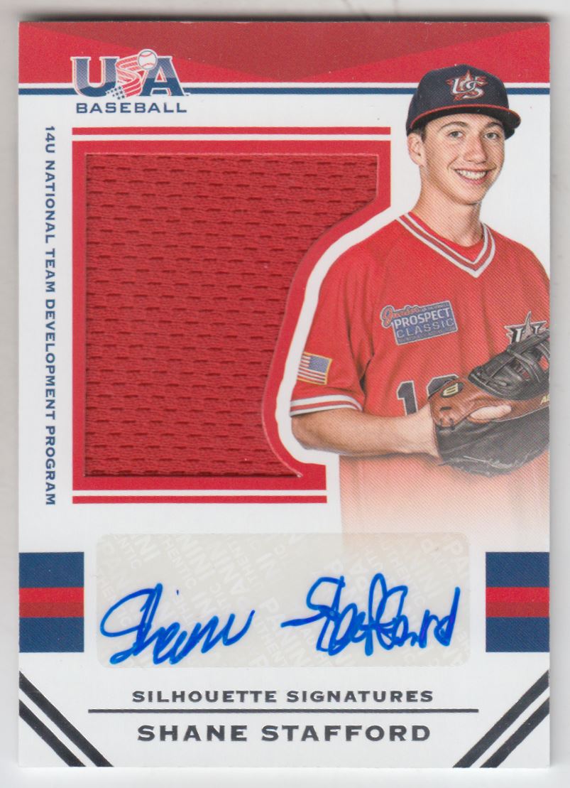 2017 USA Baseball Stars and Stripes Jumbo Swatch Silhouette Jersey Signatures #152 Shane Stafford/49
