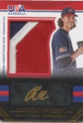 2017 USA Baseball Stars and Stripes Jumbo Swatch Black Gold Silhouette Jersey Signatures Prime #92 Randall Abshier/5