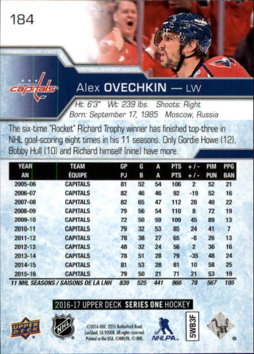 2016-17 Upper Deck Silver Foil #184 Alexander Ovechkin