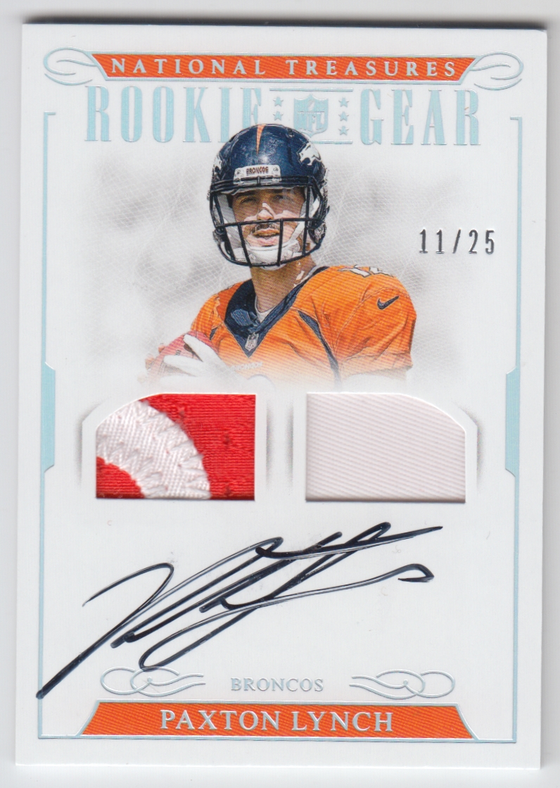 2016 Panini National Treasures Rookie NFL Gear Dual Material Signatures Prime #9 Paxton Lynch/25