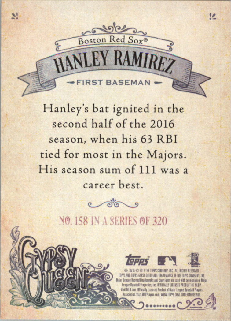 2017 Topps Gypsy Queen #158 Hanley Ramirez back image