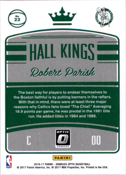 2016-17 Donruss Optic Hall Kings #22 Robert Parish back image