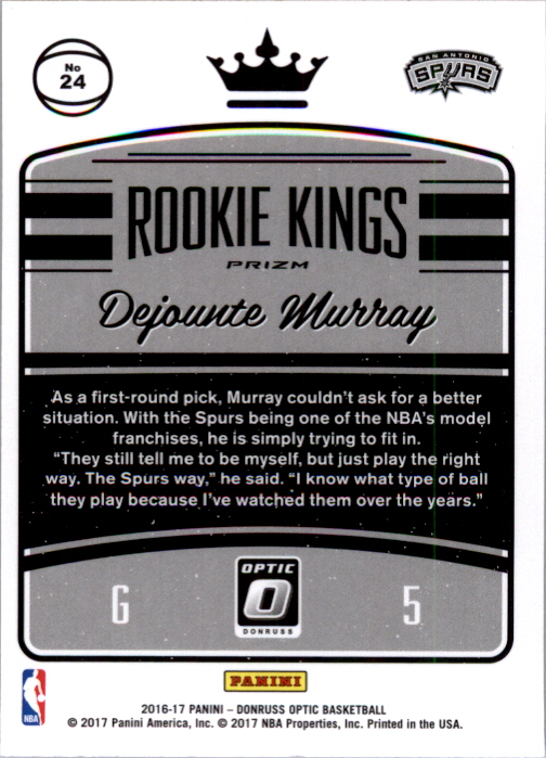 2016-17 Donruss Optic Rookie Kings Holo #24 Dejounte Murray