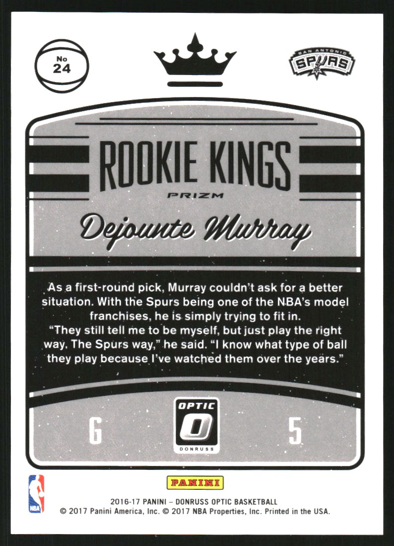 2016-17 Donruss Optic Rookie Kings Purple #24 Dejounte Murray