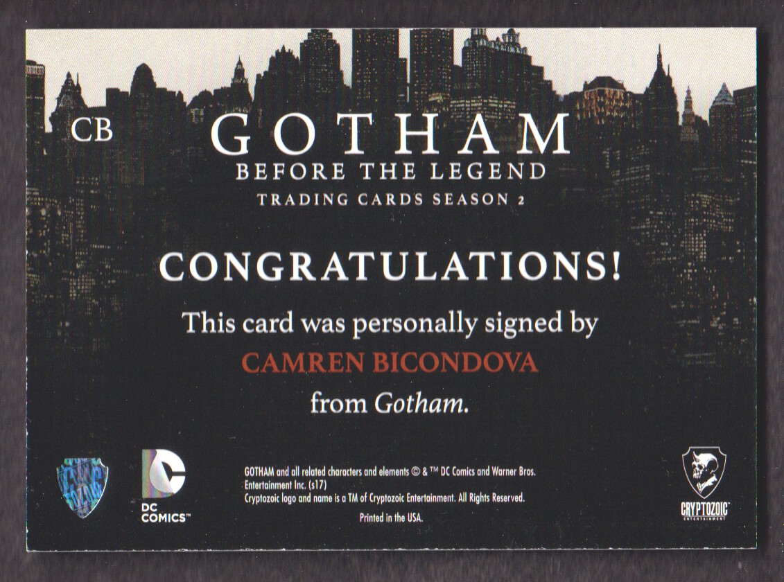 2017 Cryptozoic Gotham Season Two Autographs #CB Camren Bicondova as Selina Kyle back image