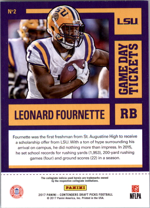 2017 Panini Contenders Draft Picks Game Day Tickets #2 Leonard Fournette
