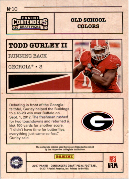 2017 Panini Contenders Draft Picks Old School Colors #10 Todd Gurley II