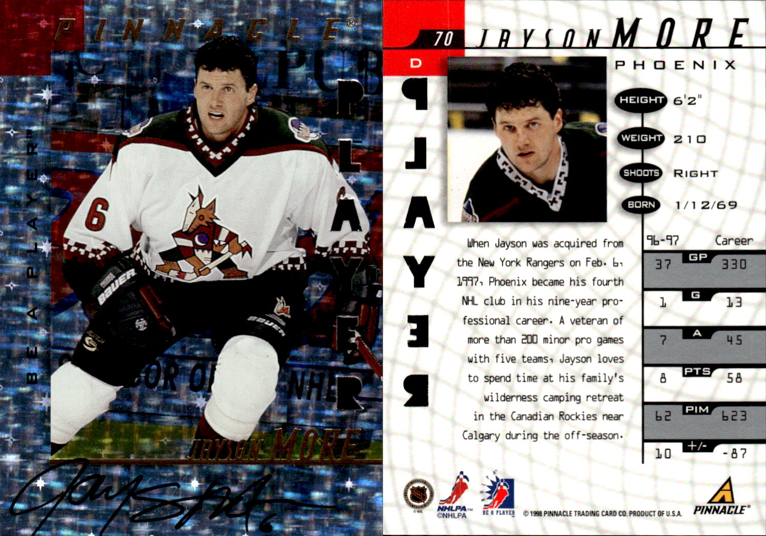 1997-98 Be A Player Autographs Prismatic Die Cut #70 Jayson More