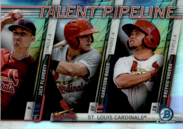 2017 Bowman Chrome Talent Pipeline Refractors #TPSTL Jack Flaherty/Harrison Bader/Breyvic Valera