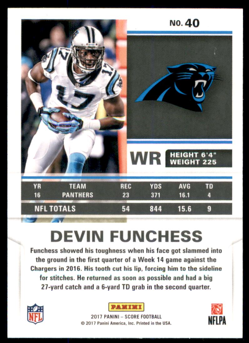 2017 Score Artist's Proof #40 Devin Funchess back image