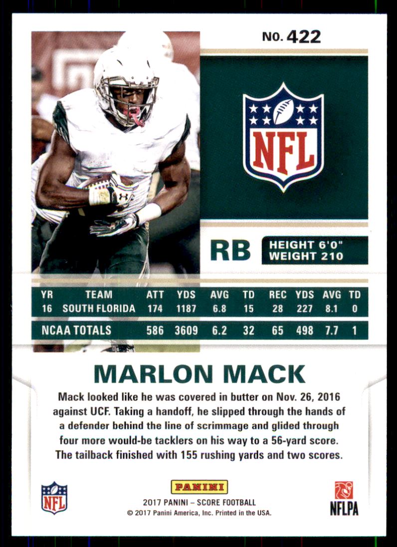 2017 Score Gold #422 Marlon Mack back image