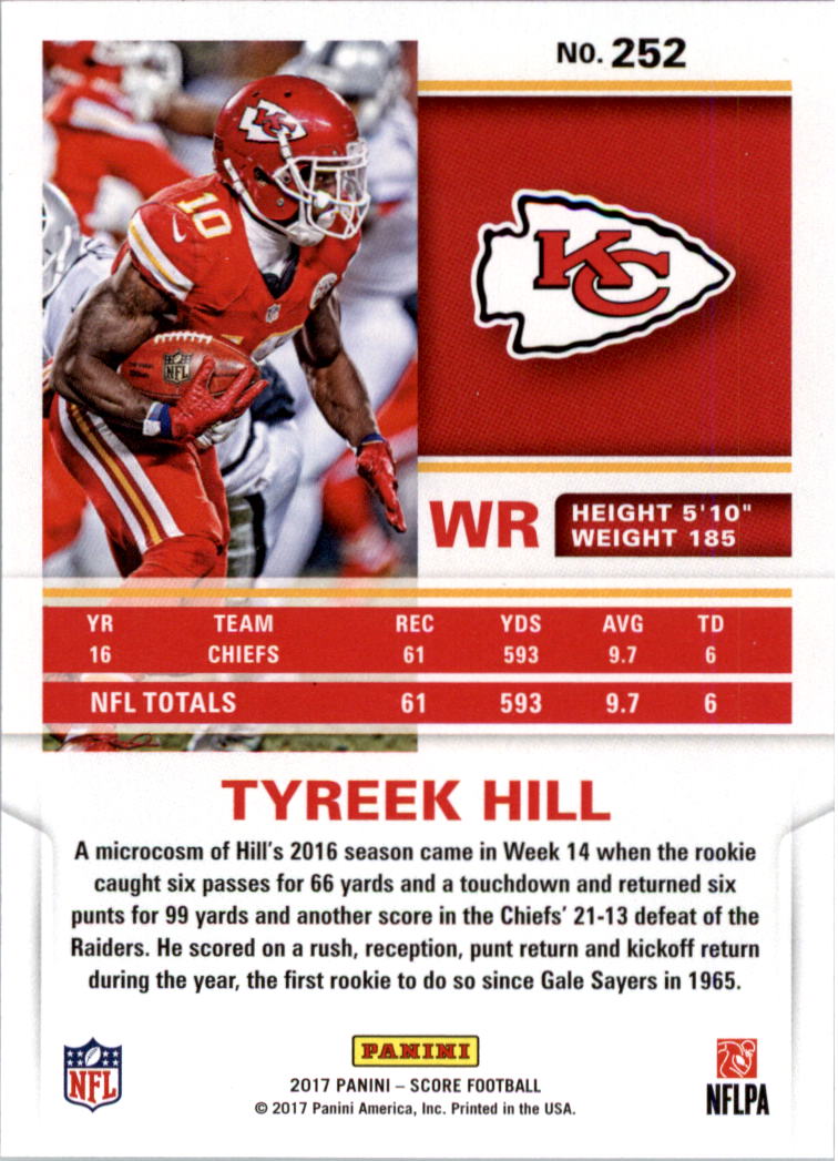 2017 Score Color Rush #15 Tyreek Hill - NM-MT - Brent's Sports