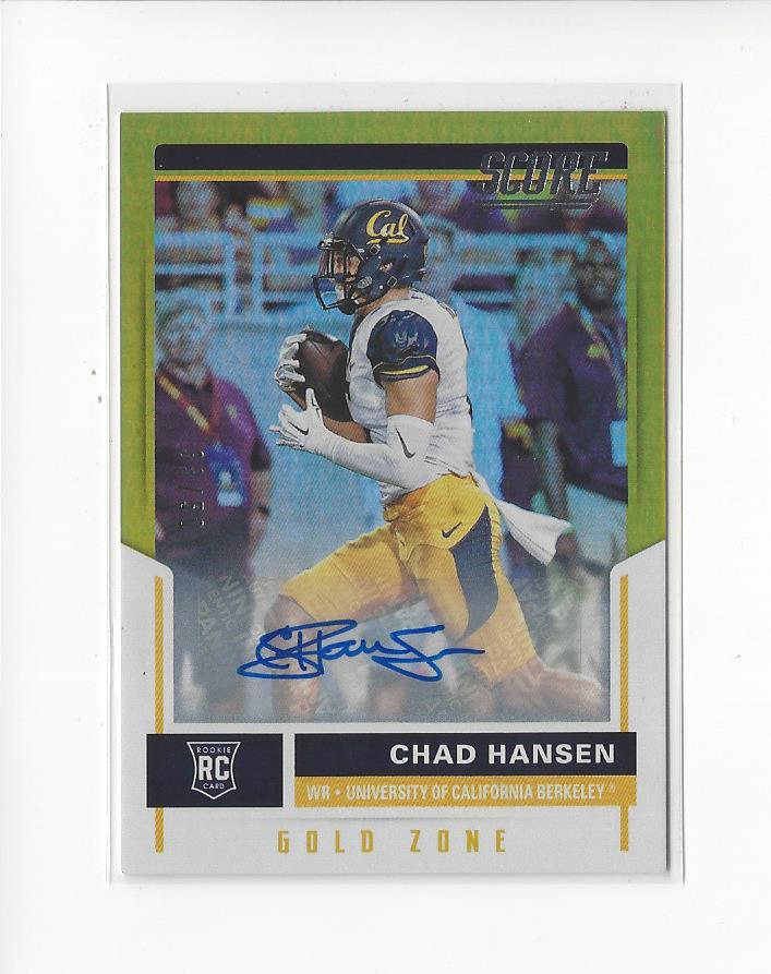 2017 Score Rookie Autographs Gold Zone #404 Chad Hansen