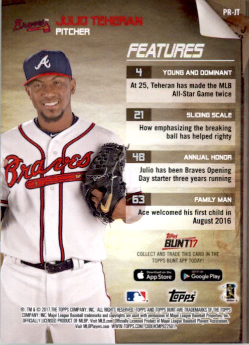 2017 Topps Bunt Programs Green #PRJT Julio Teheran back image