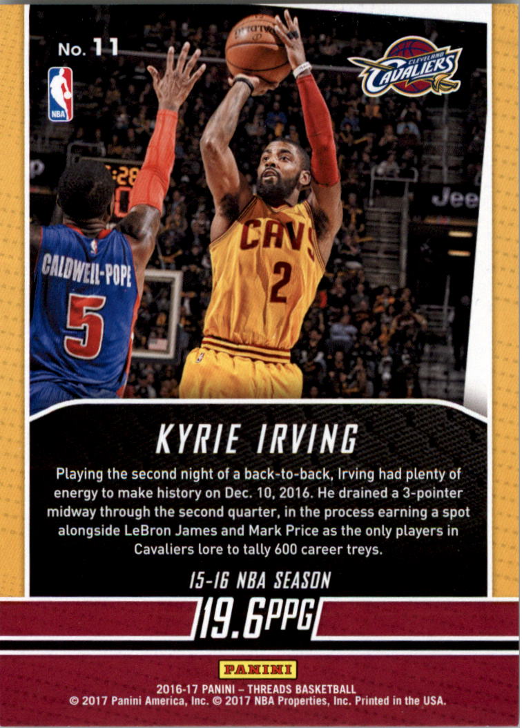 2016-17 Panini Threads Automatic #11 Kyrie Irving back image