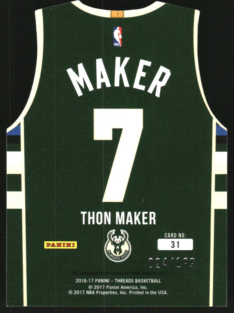 2016-17 Panini Threads Team Threads Rookie Die Cuts Autographs #31 Thon Maker