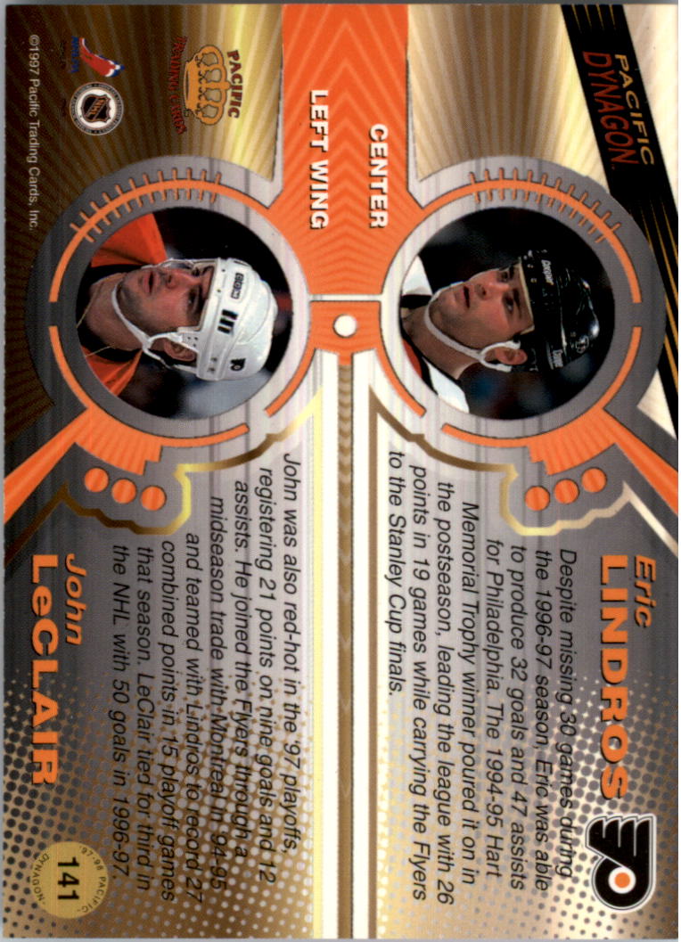 1997-98 Pacific Dynagon Emerald Green #141 John LeClair/Eric Lindros back image